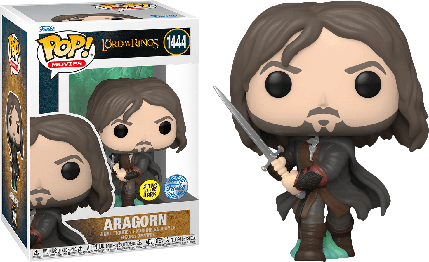 FUN74704 The Lord of the Rings - Aragorn US Exclusive Glow Pop! Vinyl [RS] - Funko - Titan Pop Culture