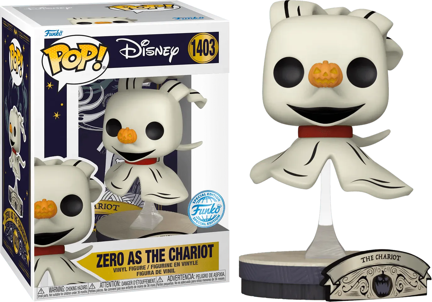 FUN74709 The Nightmare Before Christmas - Zero as the Chariot US Exclusive Pop! Vinyl [RS] - Funko - Titan Pop Culture