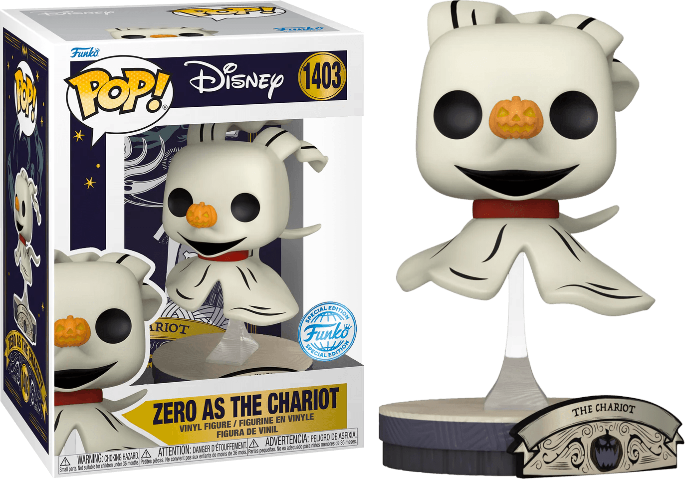 FUN74709 The Nightmare Before Christmas - Zero as the Chariot US Exclusive Pop! Vinyl [RS] - Funko - Titan Pop Culture