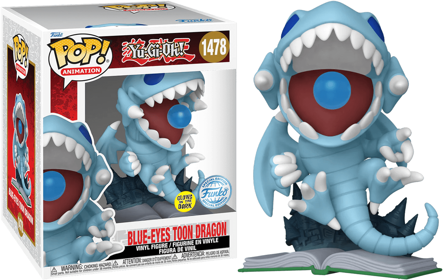 FUN74713 Yu-Gi-Oh - Blue Eyes Toon Dragon US Exclusive Glow 6" Pop! Vinyl [RS] - Funko - Titan Pop Culture