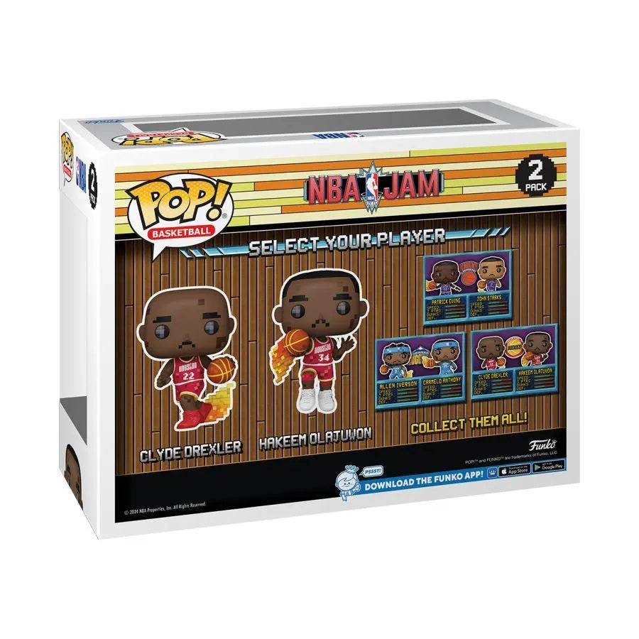 FUN75063 NBA JAM: Rockets - Clyde Drexler & Hakeem Olajuwon 8-Bit Pop! Vinyl 2 Pack - Funko - Titan Pop Culture