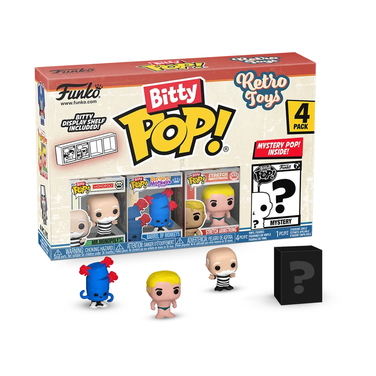 FUN75449 Retro Toys - Mr. Monopoly Bitty Pop! 4-Pack - Funko - Titan Pop Culture