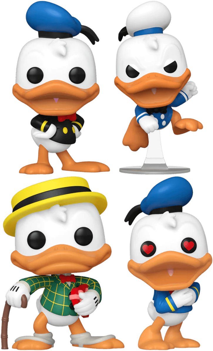 FUN75722 + FUN75723 + FUN75725 + FUN75724 Disney: Donald Duck 90th - The State of Donald Duck Pop! Vinyl Bundle (Set of 4) - Funko - Titan Pop Culture