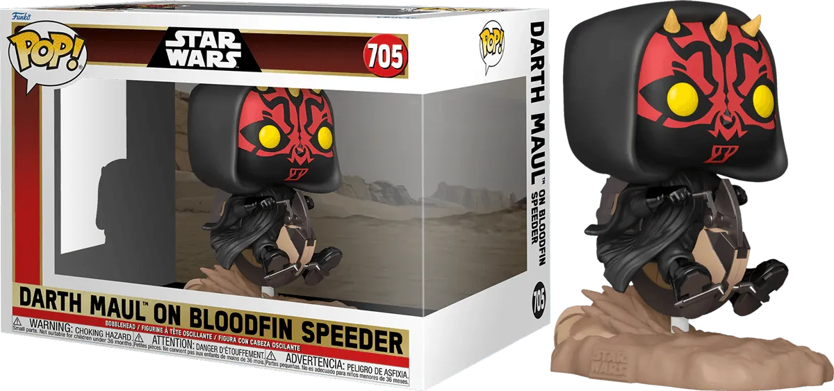 FUN76014 Star Wars: Phantom Menace 25th Anniversary - Darth Maul on Bloodfin Pop! Ride - Funko - Titan Pop Culture