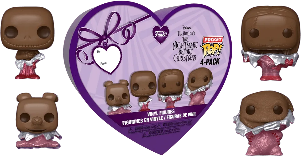 FUN76224 The Nightmare Before Christmas: Valentines 2024 - Pocket Pop Heart Box 4-Pack - Funko - Titan Pop Culture