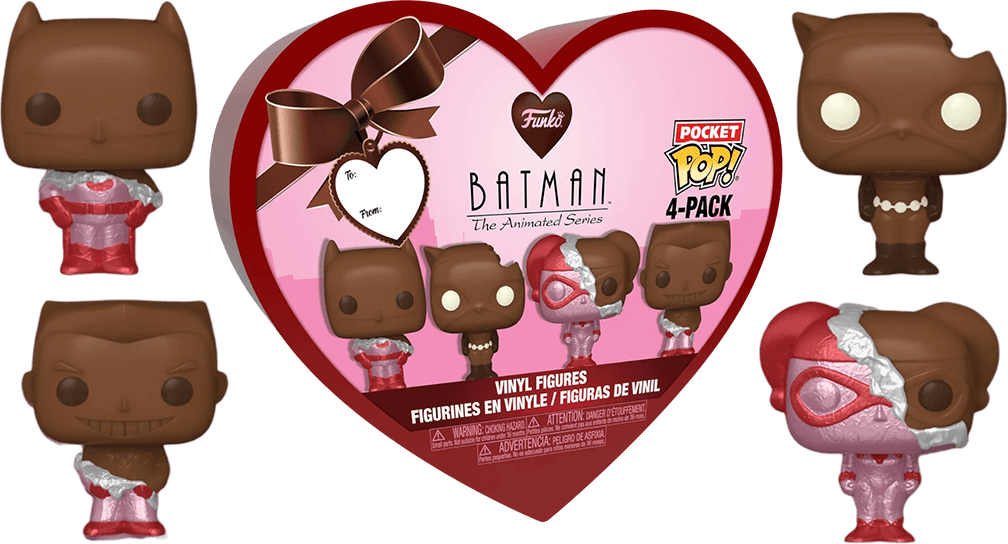FUN76225 DC Comics: Valentines 2024 - Pocket Pop Heart Box 4-Pack - Funko - Titan Pop Culture
