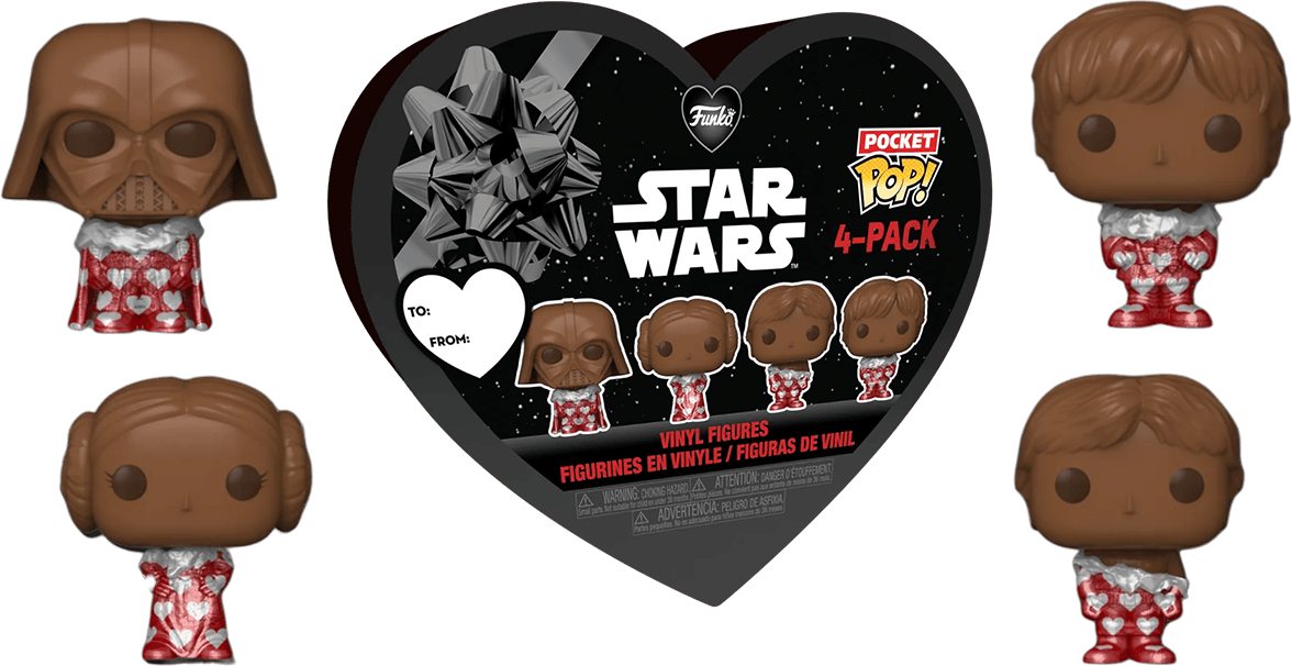 FUN76226 Star Wars: Valentines 2024 - Pocket Pop Heart Box 4-Pack - Funko - Titan Pop Culture