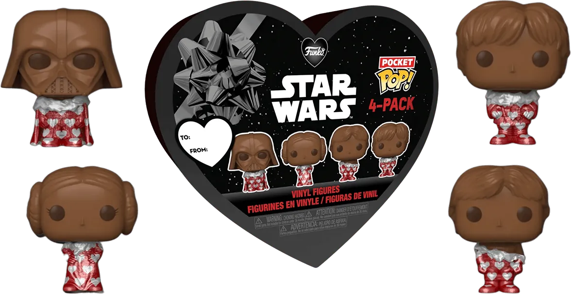 FUN76226 Star Wars: Valentines 2024 - Pocket Pop Heart Box 4-Pack - Funko - Titan Pop Culture