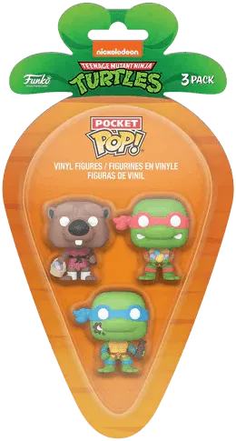 FUN76442 Teenage Mutant Ninja Turtles - Splinter, Leonardo & Raphael Carrot Pocket Pop! 3-Pack - Funko - Titan Pop Culture