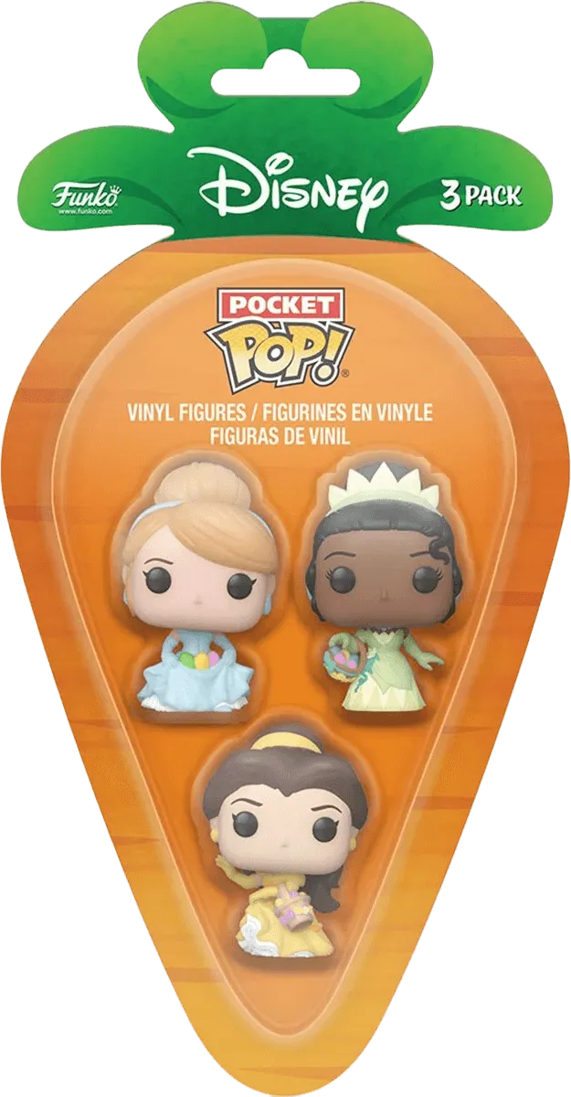 FUN76443 Disney - Cinderella, Belle, Tiana Carrot Pocket Pop! 3-Pack - Funko - Titan Pop Culture