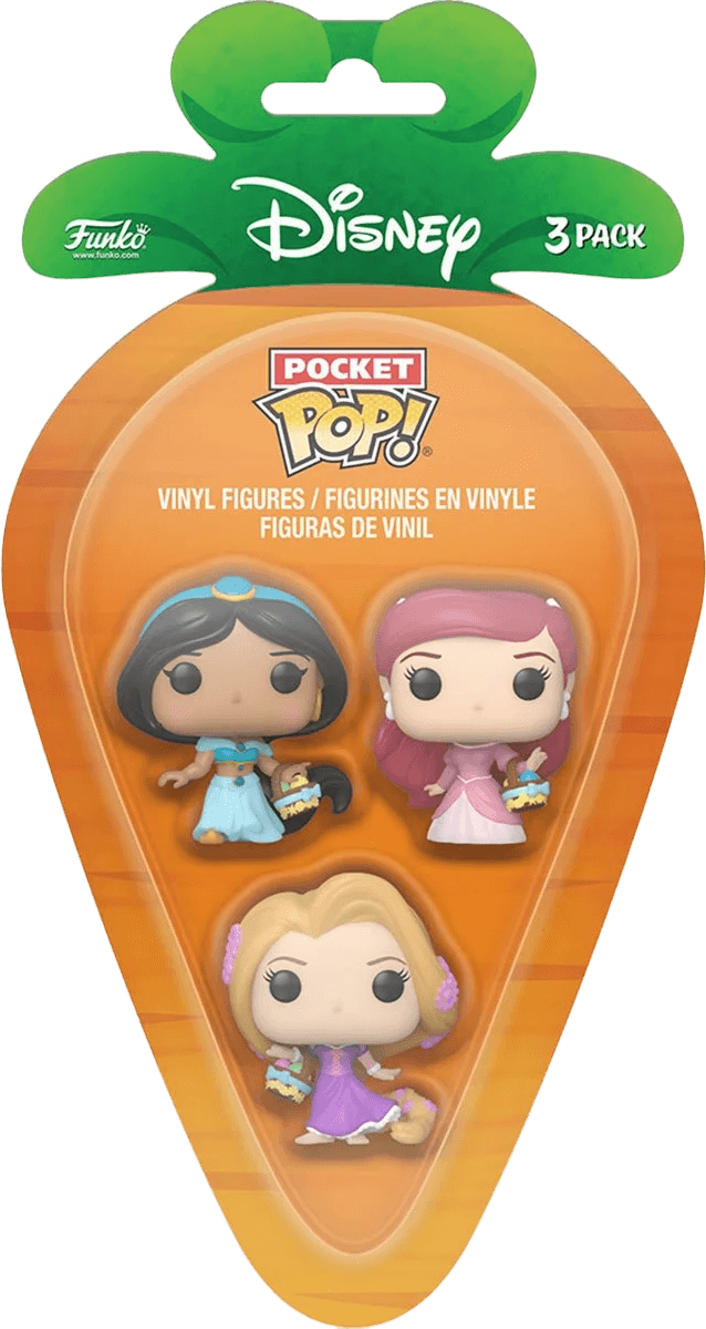 FUN76444 Disney - Rapunzel, Ariel, Jasmine Carrot Pocket Pop! 3-Pack - Funko - Titan Pop Culture