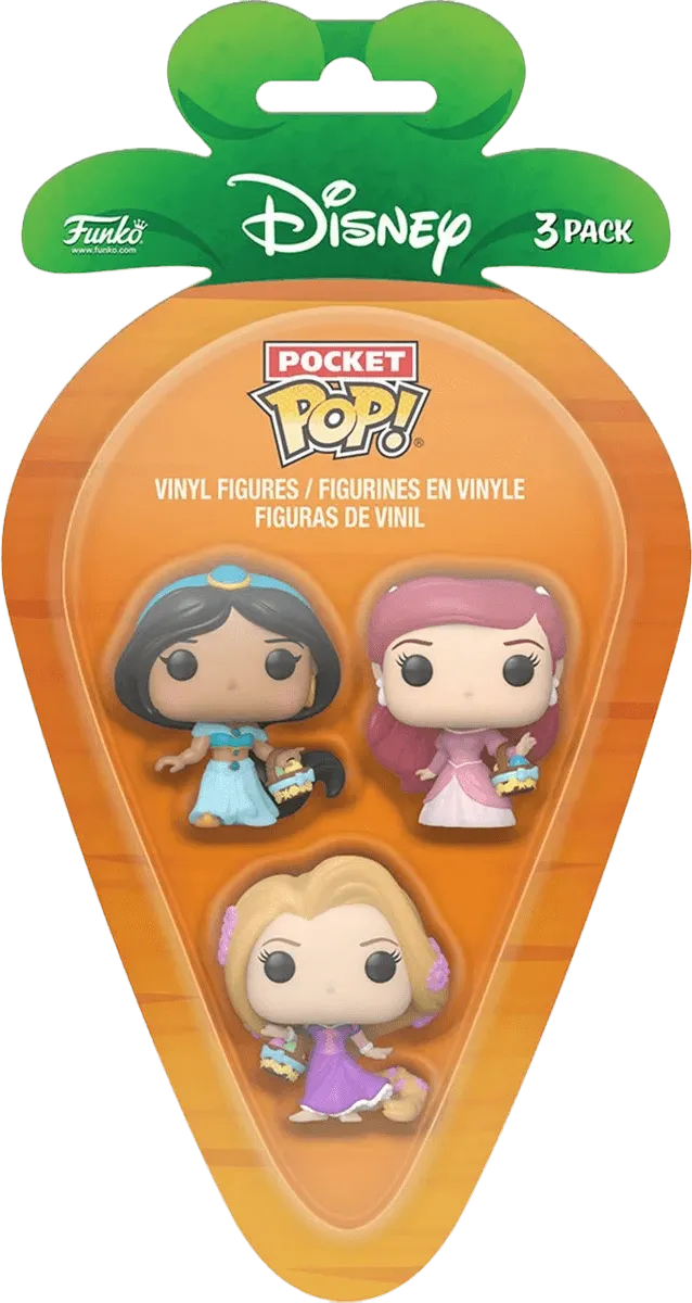 FUN76444 Disney - Rapunzel, Ariel, Jasmine Carrot Pocket Pop! 3-Pack - Funko - Titan Pop Culture