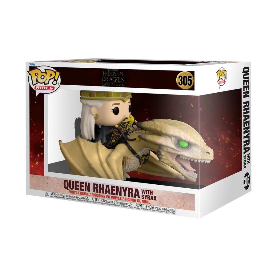 FUN76490 Game of Thrones: House of the Dragon - Queen Rhaenyra with Syrax Pop! Rides Vinyl - Funko TBA - Titan Pop Culture