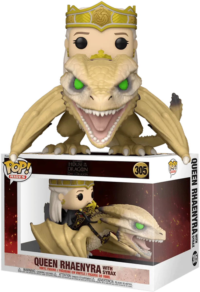 FUN76490 Game of Thrones: House of the Dragon - Queen Rhaenyra with Syrax Pop! Rides Vinyl - Funko TBA - Titan Pop Culture