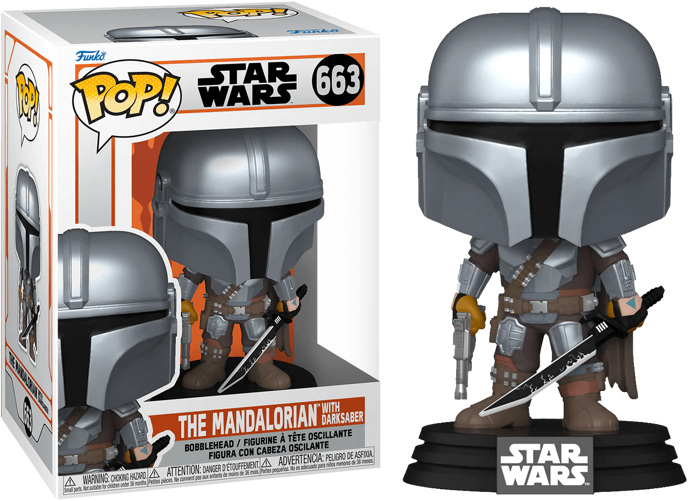 FUN76550 Star Wars: Mandalorian - Mandalorian with DarkSaber Pop! Vinyl - Funko - Titan Pop Culture