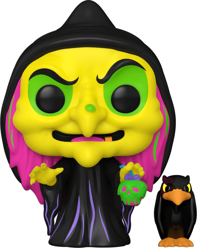 FUN76719 Snow White (1937) - Disguised Evil Queen (with Raven) US Exclusive Blacklight Pop! Vinyl [RS] - Funko - Titan Pop Culture