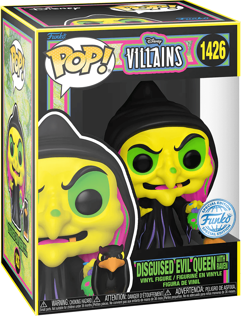 FUN76719 Snow White (1937) - Disguised Evil Queen (with Raven) US Exclusive Blacklight Pop! Vinyl [RS] - Funko - Titan Pop Culture