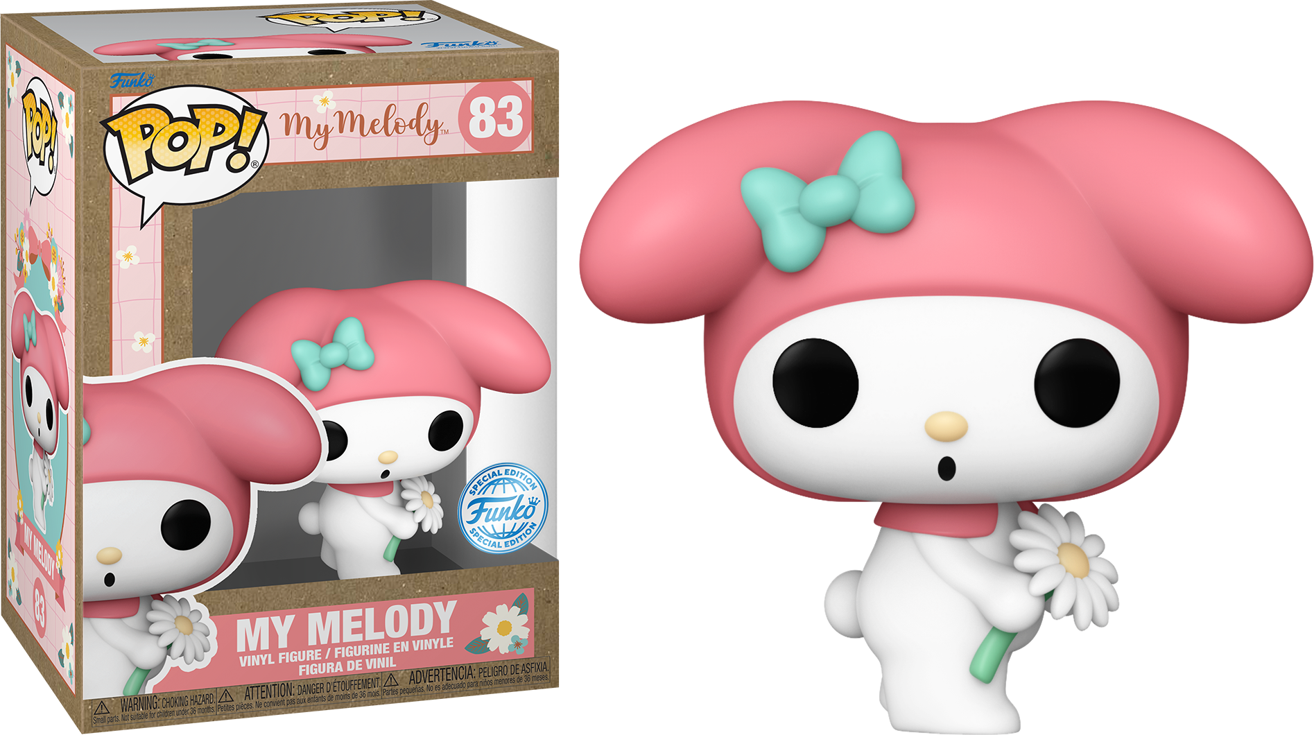 FUN76722 Hello Kitty - My Melody (with flower) US Exclusive Pop! Vinyl [RS] - Funko - Titan Pop Culture