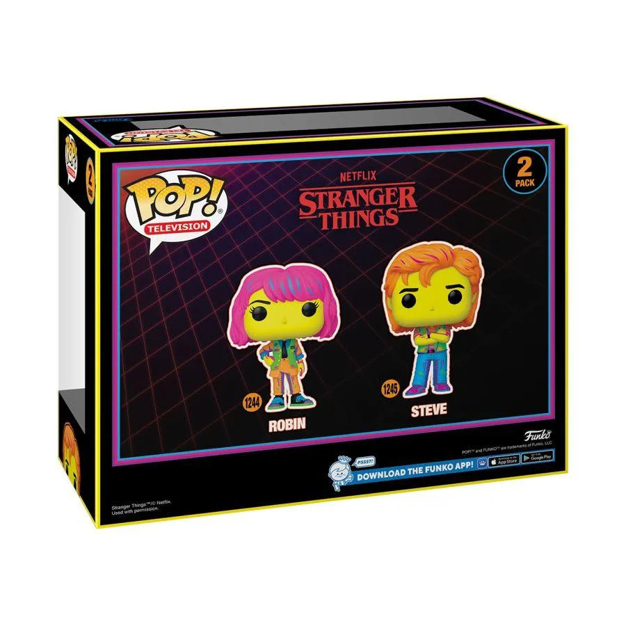 FUN76782 Stranger Things - Robin & Steve US Exclusive Blacklight Pop! 2-Pack [RS] - Funko - Titan Pop Culture