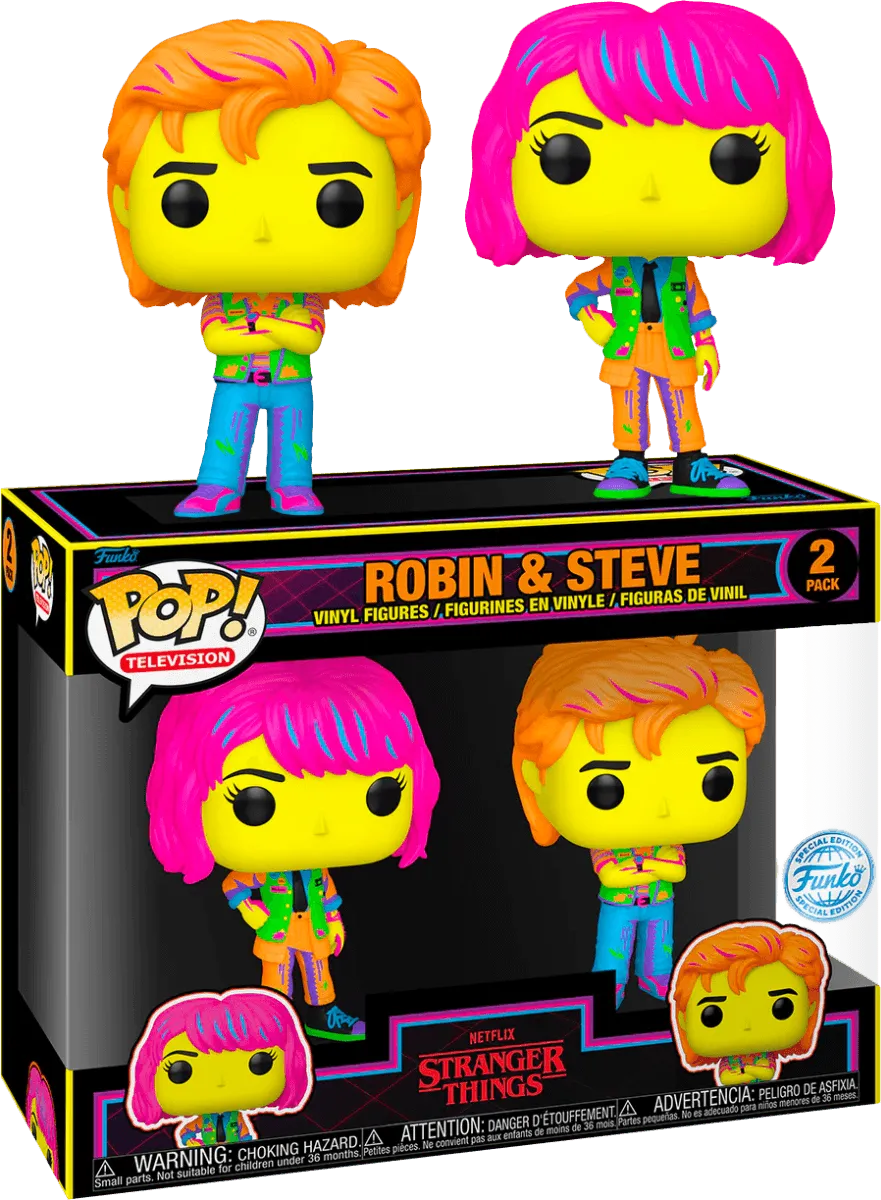 FUN76782 Stranger Things - Robin & Steve US Exclusive Blacklight Pop! 2-Pack [RS] - Funko - Titan Pop Culture