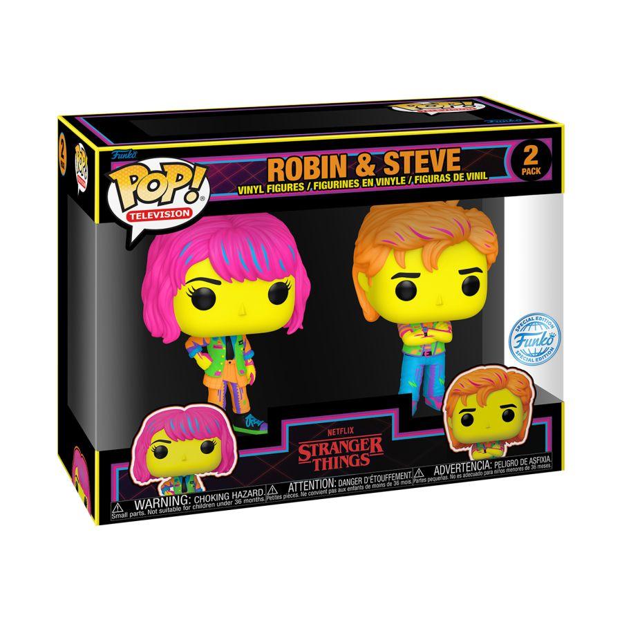 FUN76782 Stranger Things - Robin & Steve US Exclusive Blacklight Pop! 2-Pack [RS] - Funko - Titan Pop Culture