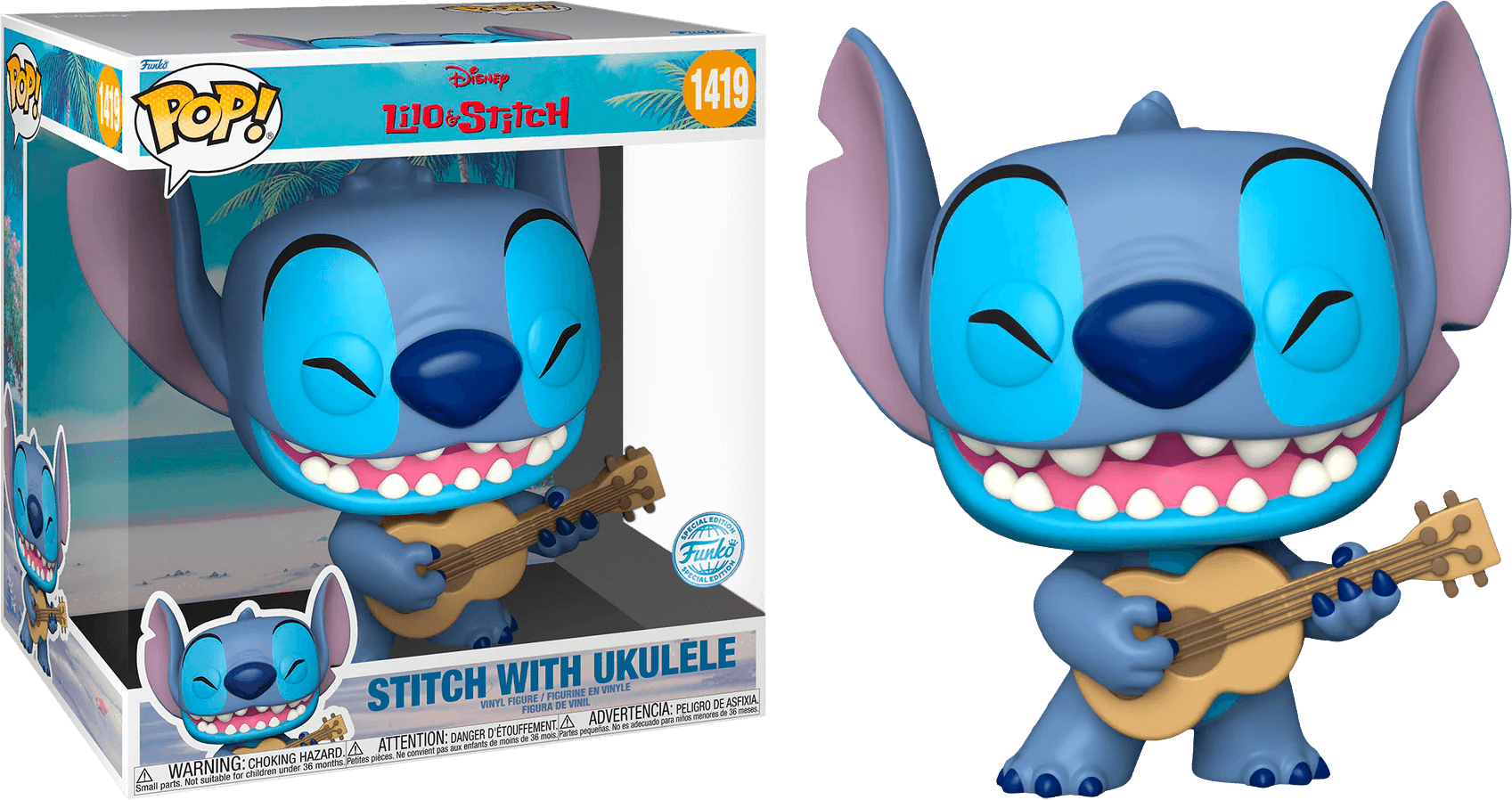 FUN76786 Lilo & Stitch - Stitch with Ukelele 10" US Exclusive Pop! Vinyl [RS] - Funko - Titan Pop Culture