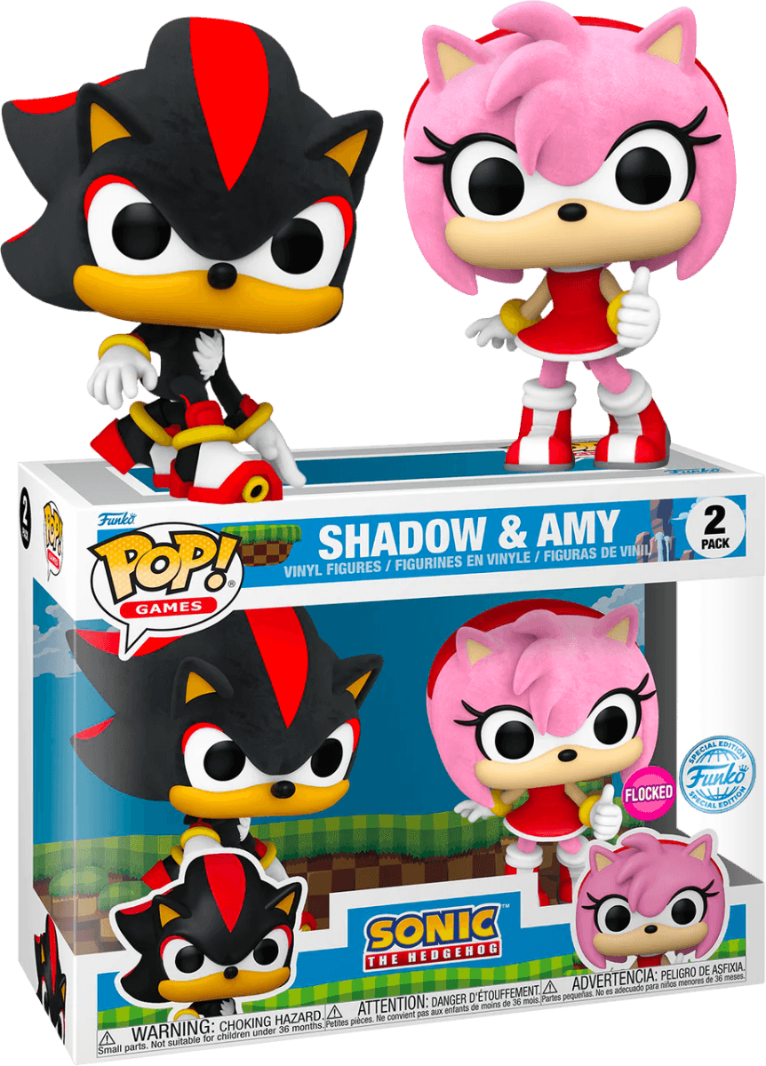 FUN76789 Sonic - Shadow & Amy Rose US Exclusive Flocked Pop! 2-Pack [RS] - Funko - Titan Pop Culture