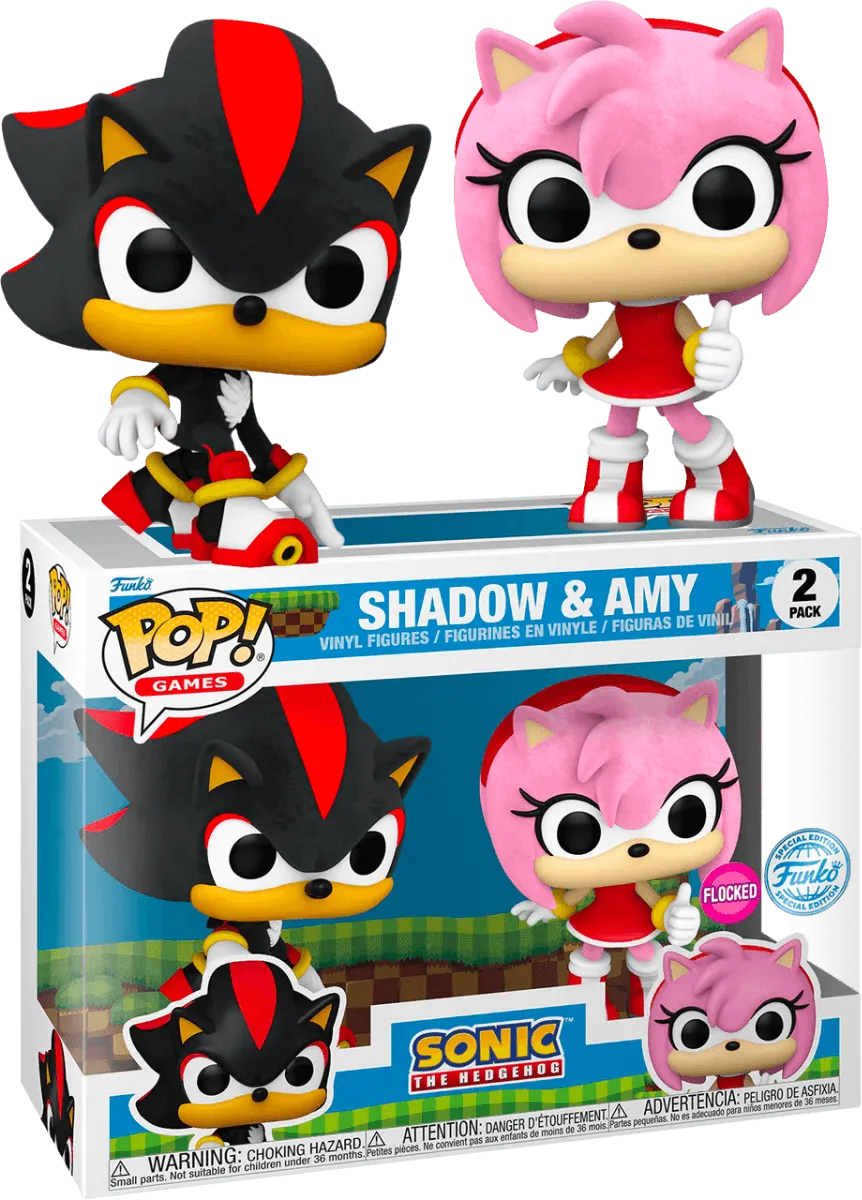 FUN76789 Sonic - Shadow & Amy Rose US Exclusive Flocked Pop! 2-Pack [RS] - Funko - Titan Pop Culture