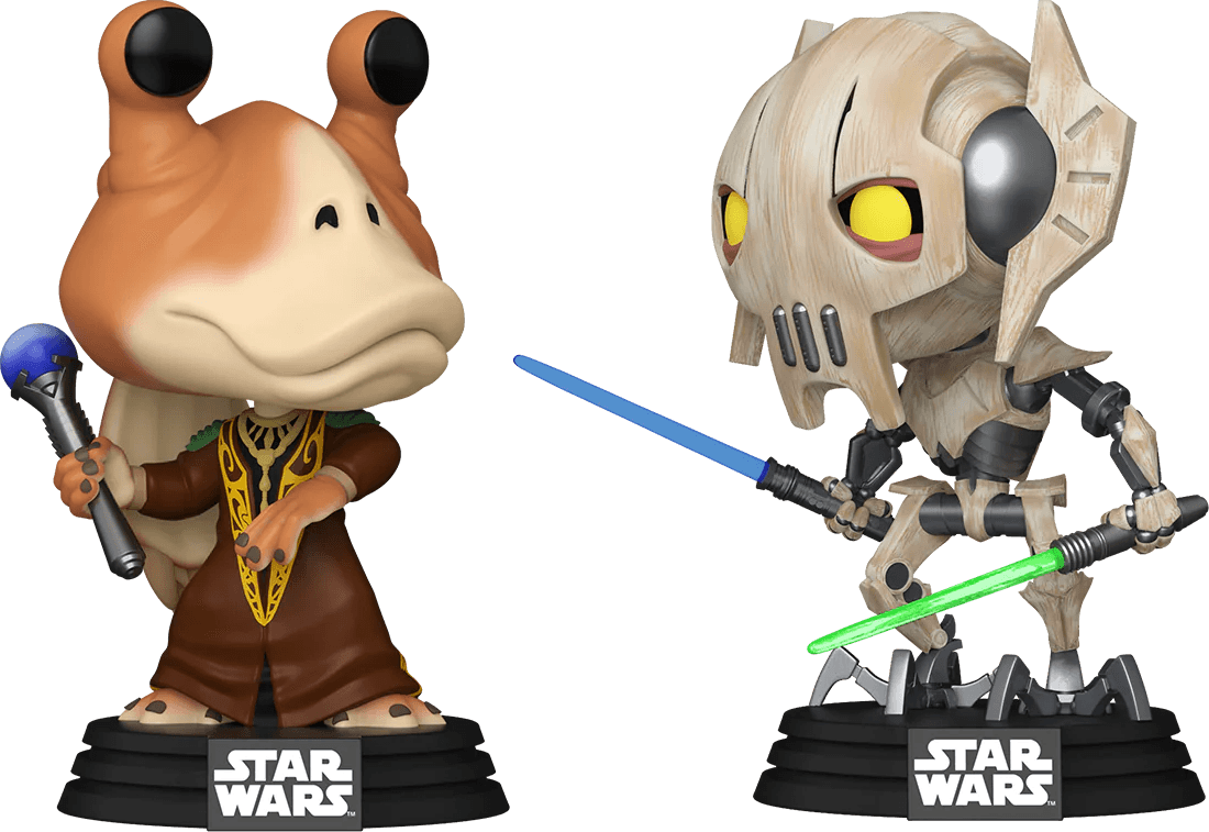 FUN76862 Star Wars: Clone Wars - Jar Jar Binks Vs General Grievous US Exclusive Pop! Vinyl 2-Pack [RS] - Funko - Titan Pop Culture