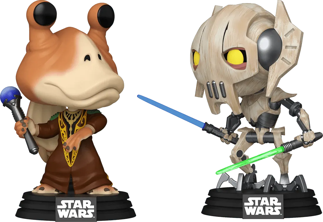 FUN76862 Star Wars: Clone Wars - Jar Jar Binks Vs General Grievous US Exclusive Pop! Vinyl 2-Pack [RS] - Funko - Titan Pop Culture