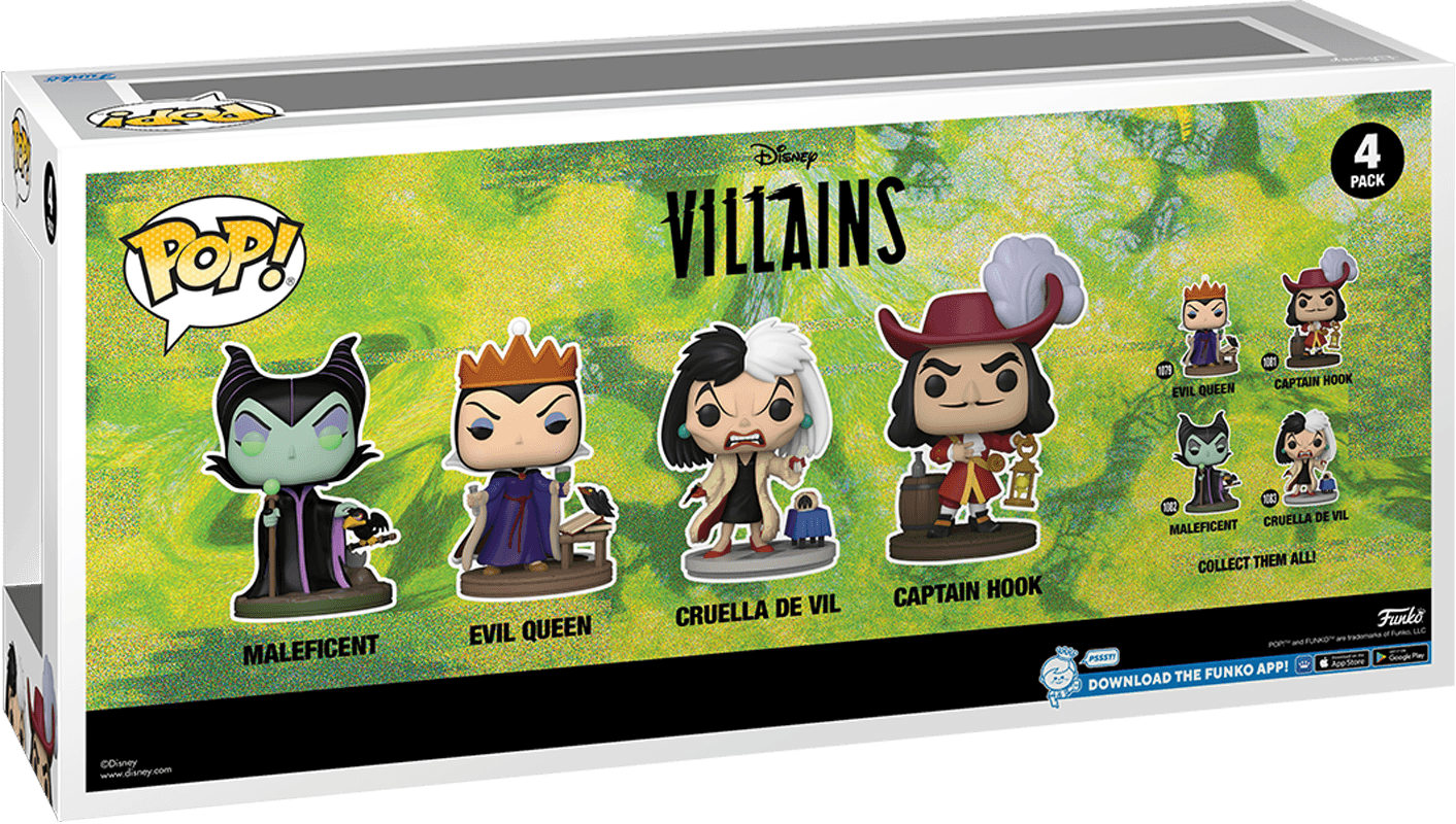 FUN77129 Disney: Villains - US Exclusive Glow Pop! Vinyl 4-Pack [RS] - Funko - Titan Pop Culture