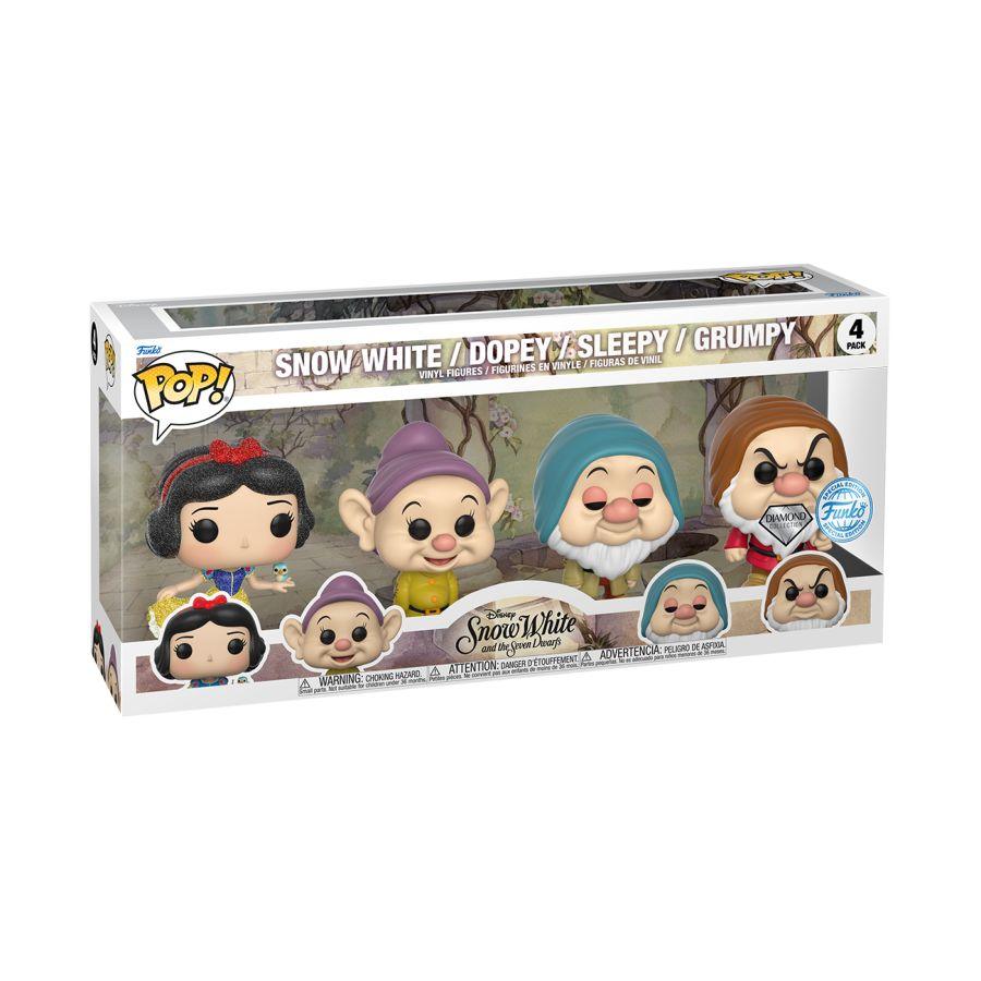 FUN77207 Snow White (1937) - Snow White, Dopey, Sleepy, Grumpy Exclusive Diamond Glitter Pop! 4-Pack [RS] - Funko - Titan Pop Culture