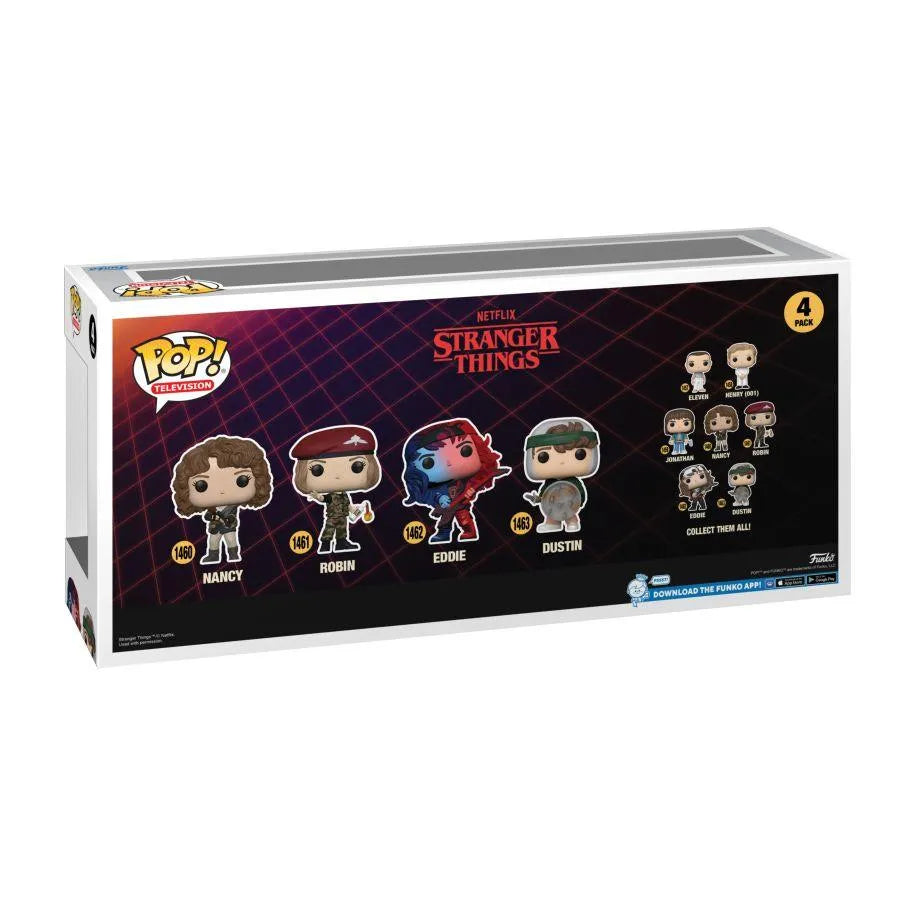 FUN77214 Stranger Things - Nancy, Robin, Eddie & Dustin US Exclusive Pop! 4-Pack [RS] - Funko - Titan Pop Culture