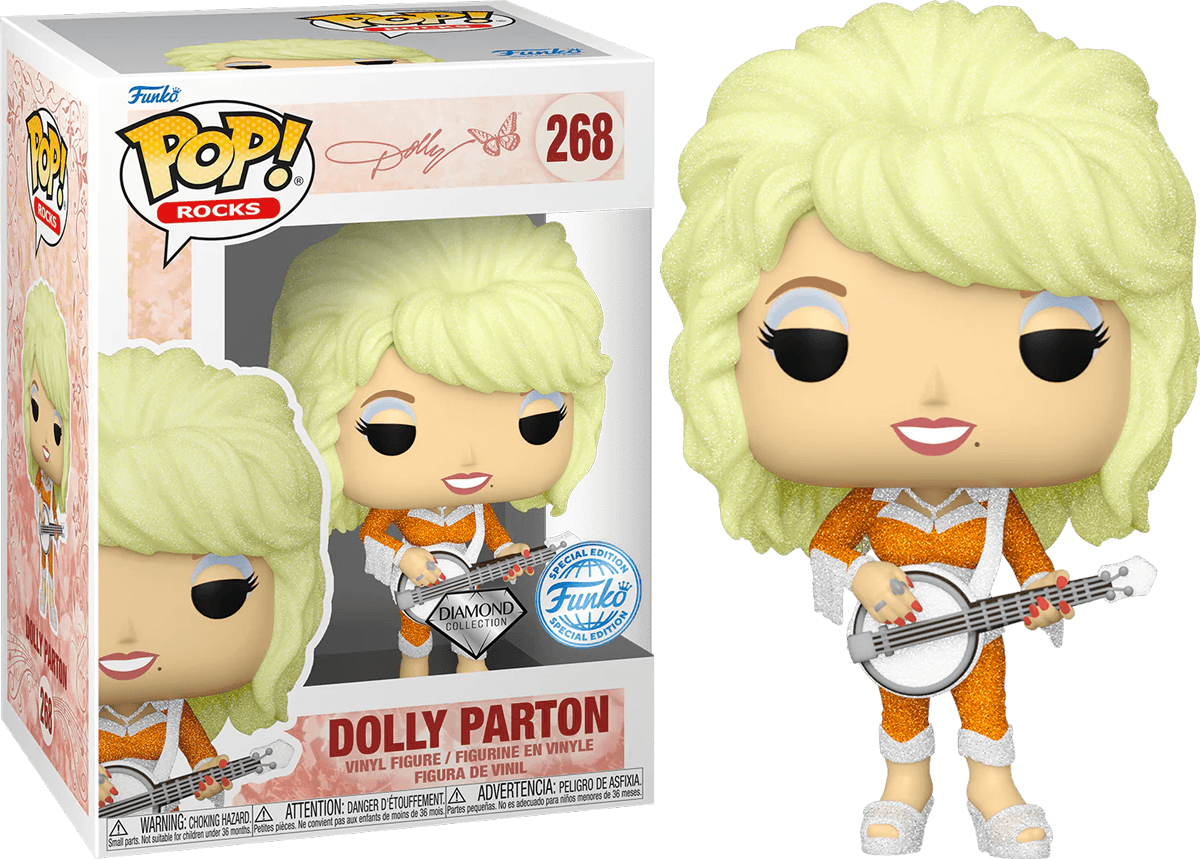 FUN77380 Dolly Parton - Dolly Parton with Guitar US Exclusive Diamond Glitter Pop! Vinyl [RS] - Funko - Titan Pop Culture