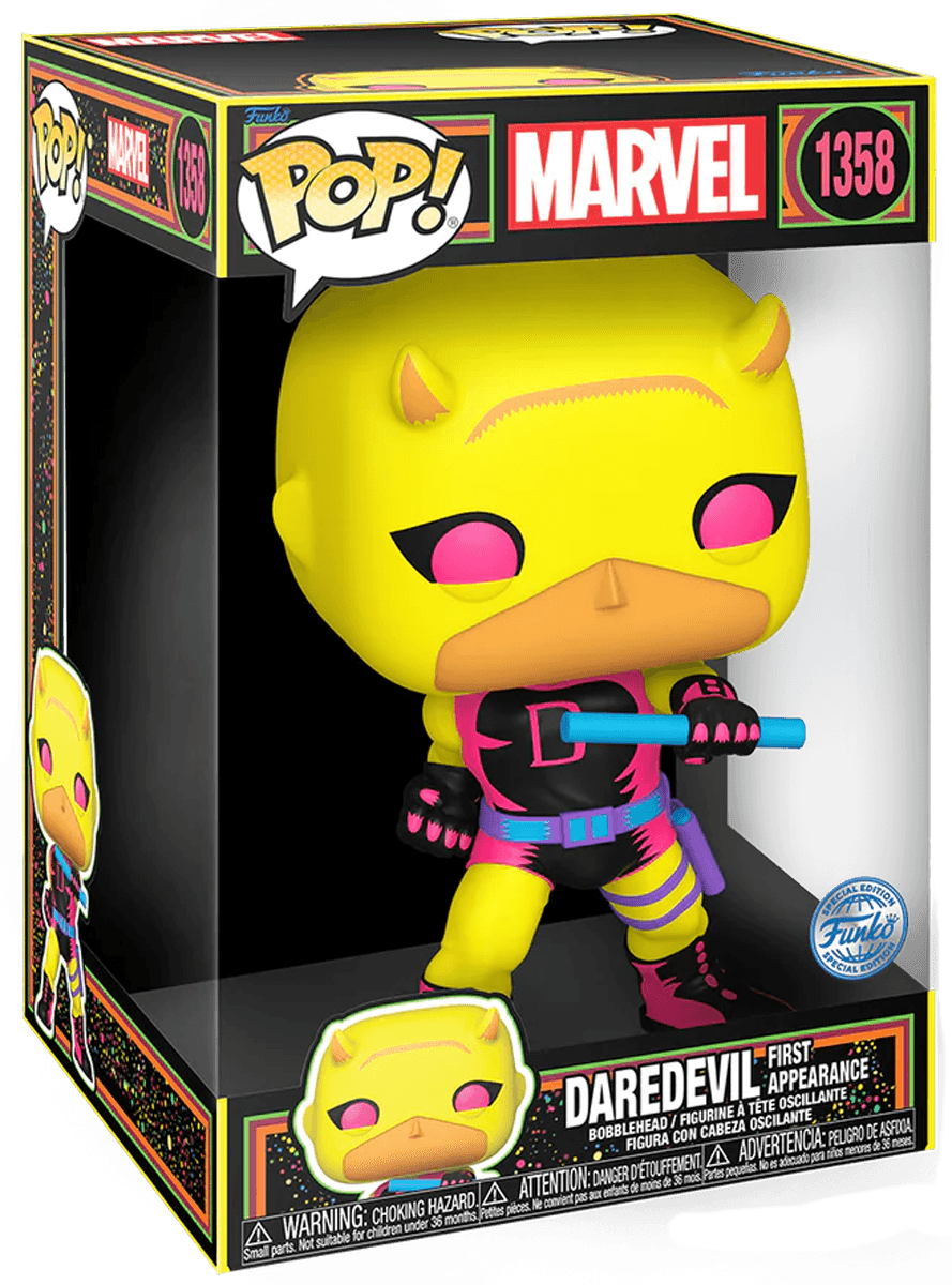 FUN77543 Marvel Comics - Daredevil (First Appearance) US Exclusive Blacklight 10" Pop! Vinyl [RS] - Funko - Titan Pop Culture