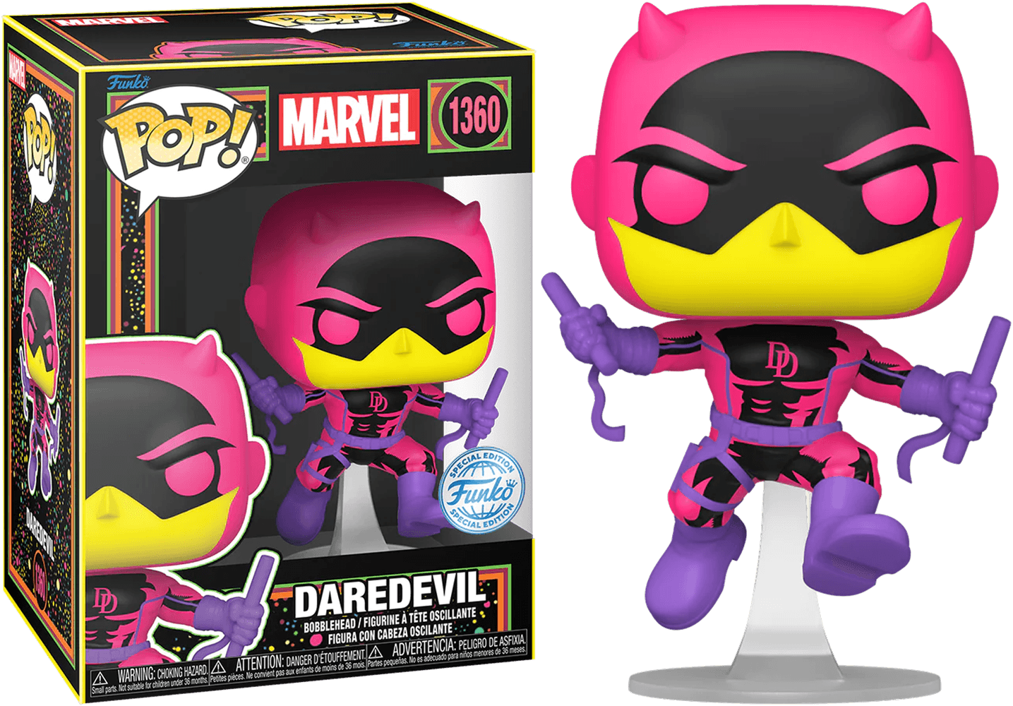 FUN77545 Marvel Comics - Daredevil (Classic) US Exclusive Blacklight Pop! Vinyl [RS] - Funko - Titan Pop Culture