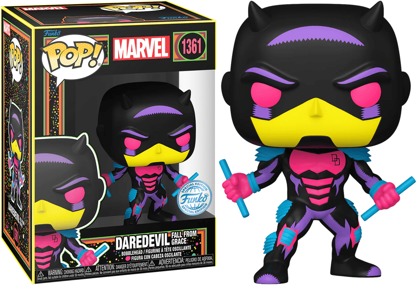 FUN77546 Marvel Comics - Daredevil (Fall from Grace) US Exclusive Blacklight Pop! Vinyl [RS] - Funko - Titan Pop Culture