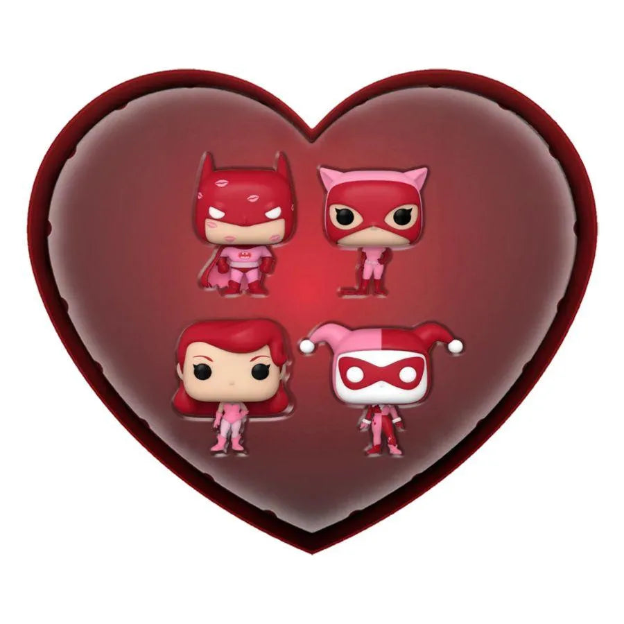 FUN78923 DC Comics: Valentines 2024 - Pink US Exclusive Pocket Pop! 4-Pack Heart Box [RS] - Funko - Titan Pop Culture