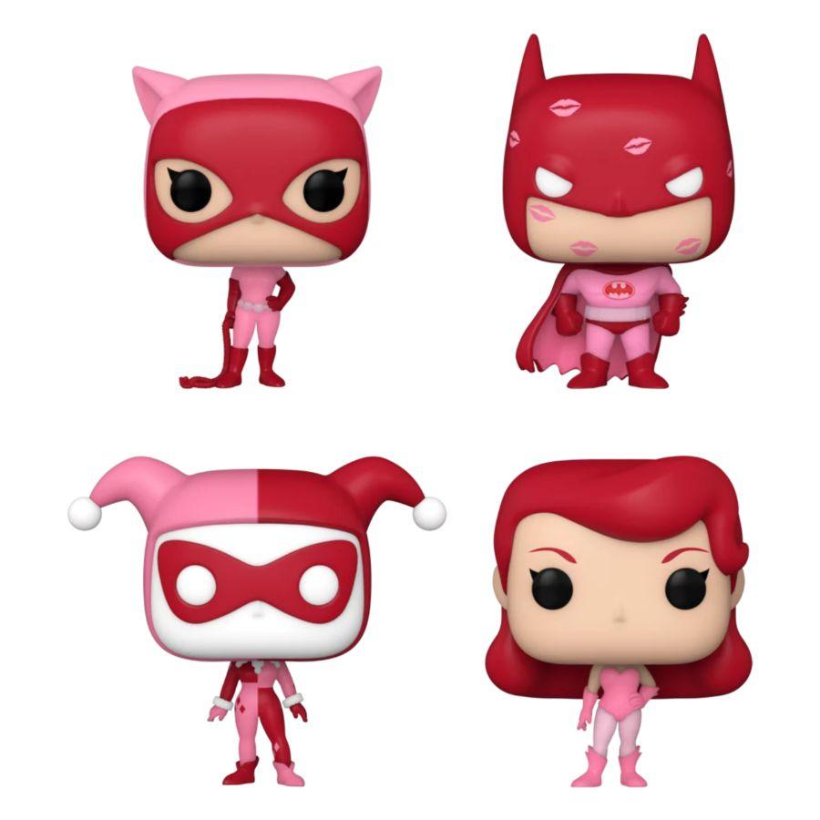 FUN78923 DC Comics: Valentines 2024 - Pink US Exclusive Pocket Pop! 4-Pack Heart Box [RS] - Funko - Titan Pop Culture