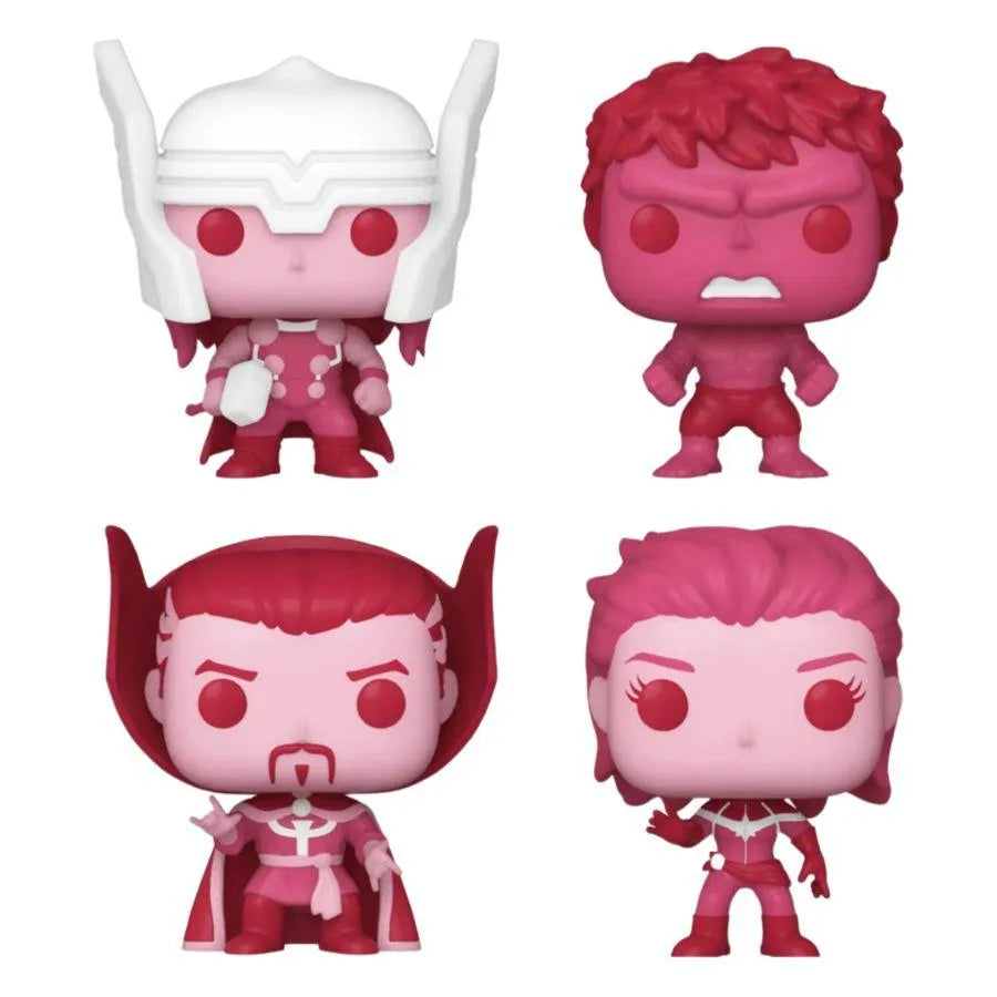 FUN78925 Marvel Comics: Valentines 2024 - Pink US Exclusive Pocket Pop! 4-Pack Heart Box [RS] - Funko - Titan Pop Culture