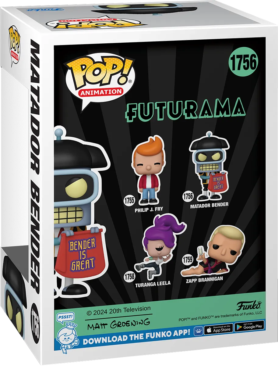 FUN80080 Futurama - Matador Bender Pop! Vinyl - Funko - Titan Pop Culture