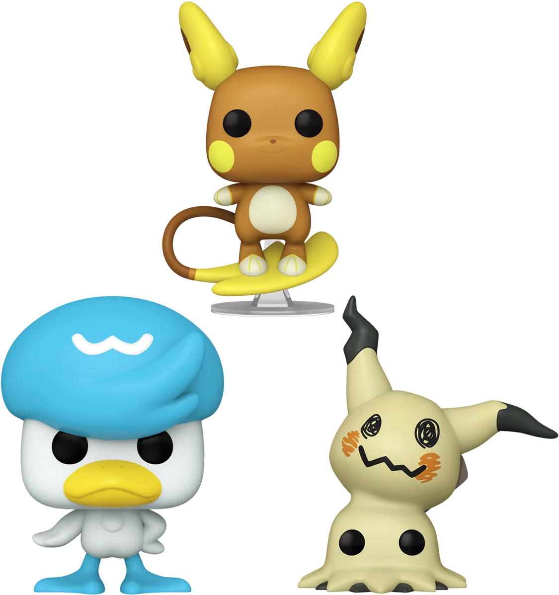 FUN80287 + FUN80288 + FUN80289 Pokemon - Alolan Raichu, Mimikyu & Quaxly Pop! Vinyl Bundle (Set of 3) - Funko - Titan Pop Culture