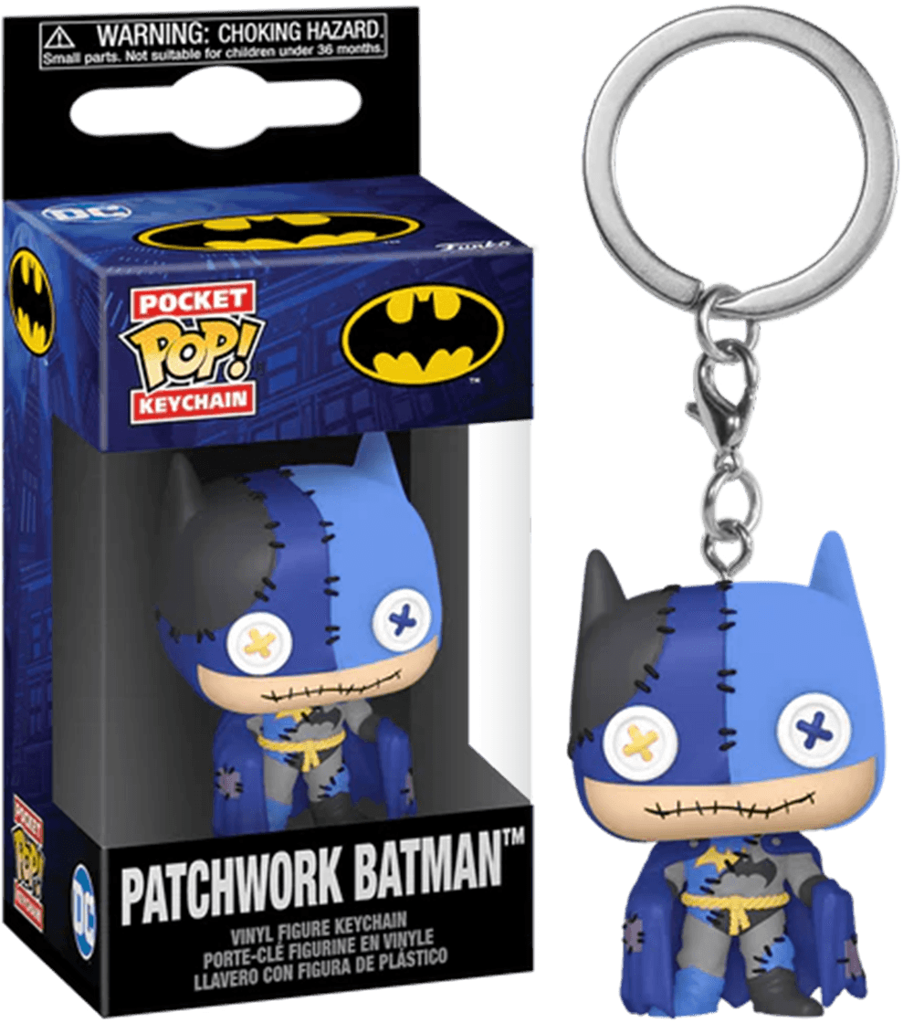 FUN80907 DC Comics - Patchwork Batman Pop! Keychain - Funko - Titan Pop Culture