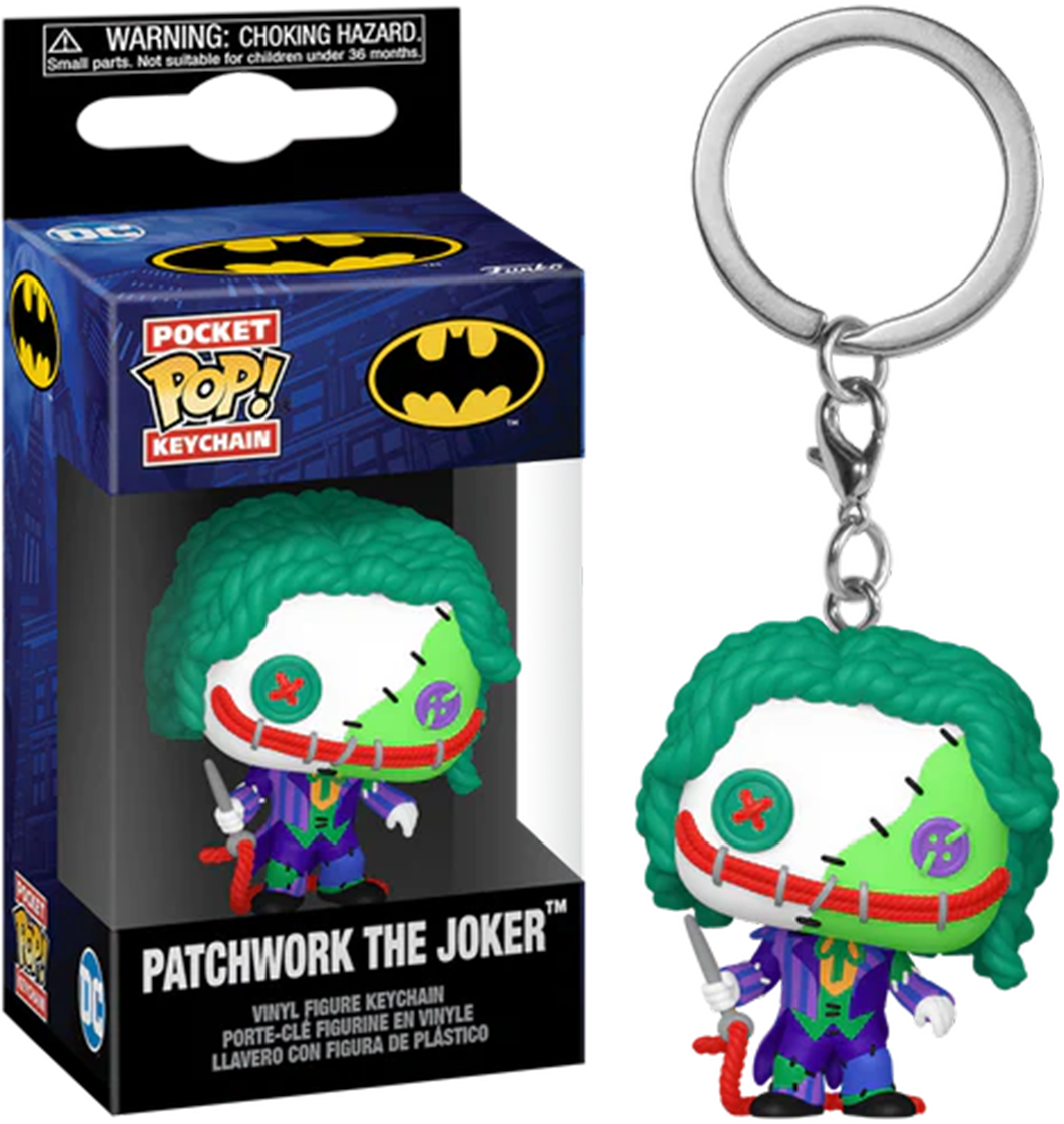 FUN80908 DC Comics - Patchwork The Joker Pop! Keychain - Funko - Titan Pop Culture