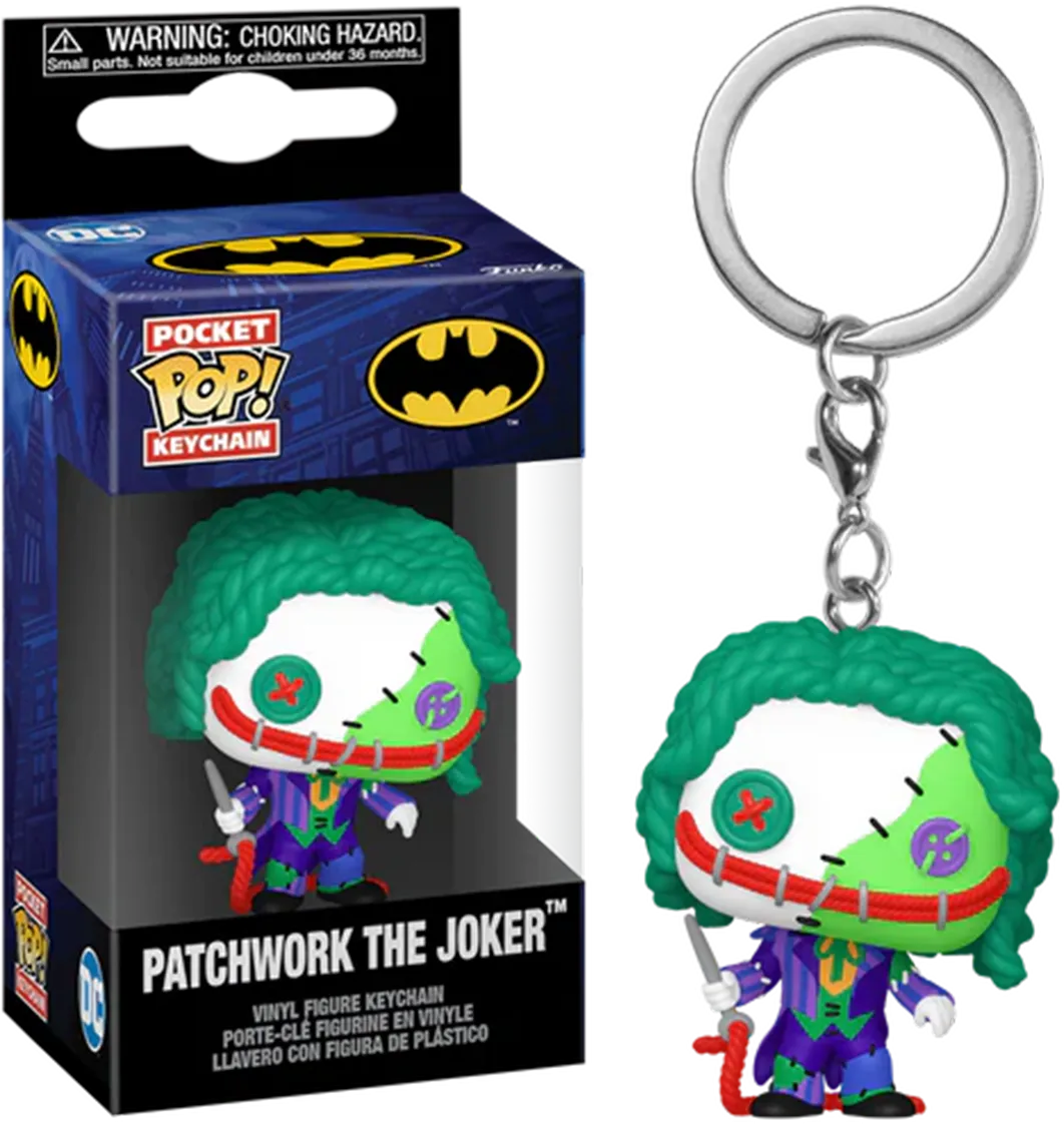 FUN80908 DC Comics - Patchwork The Joker Pop! Keychain - Funko - Titan Pop Culture