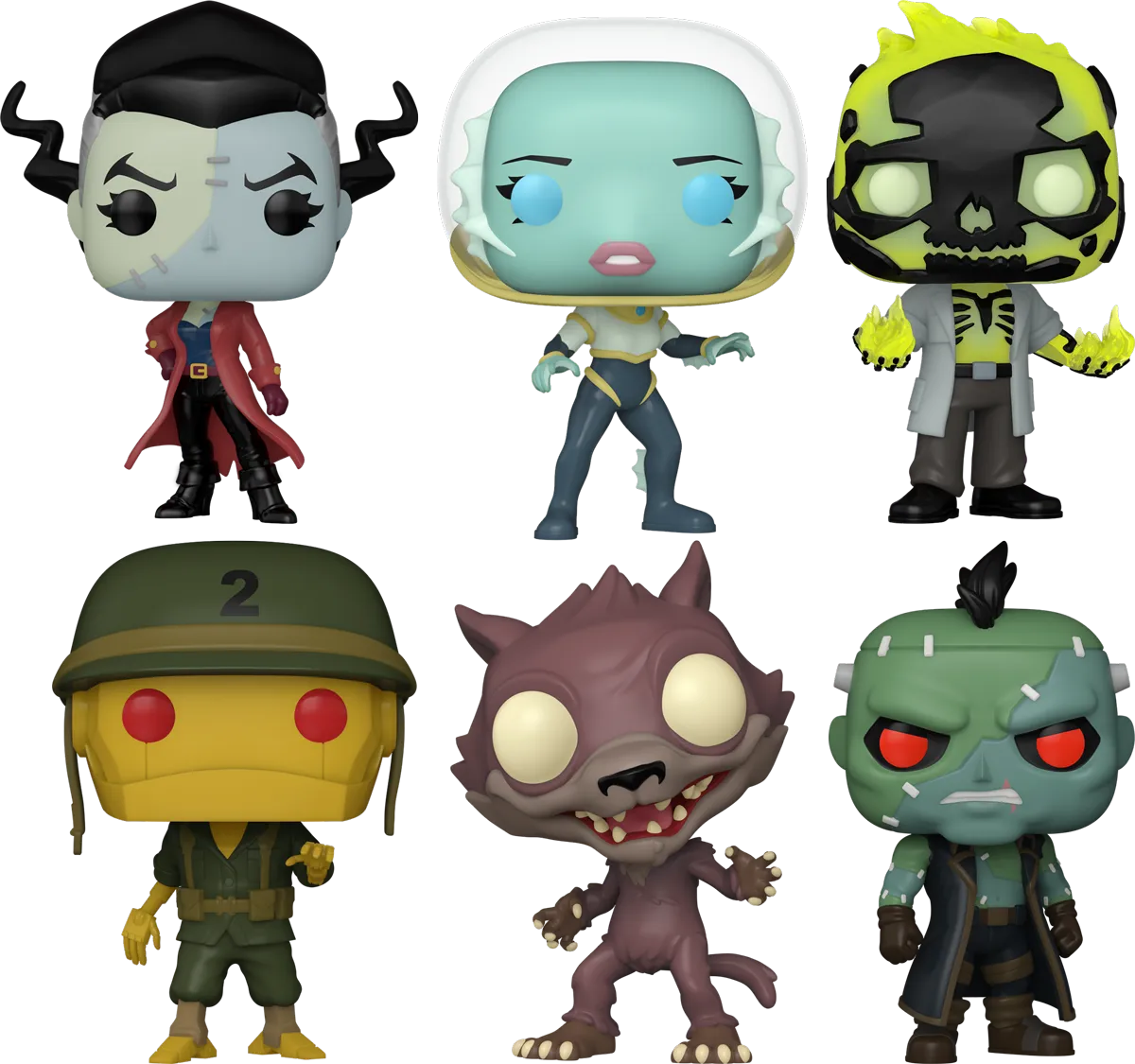 FUN81030 + FUN81031 + FUN81032 + FUN81033 + FUN81034 + FUN83055 DC: Creature Commandos - Task Force M Pop! Vinyl Bundle (Set of 6) - Funko - Titan Pop Culture