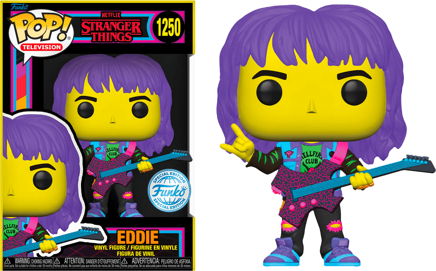 FUN81548 Stranger Things - Eddie with Guitar US Exclusive Blacklight Pop! Vinyl [RS] - Funko - Titan Pop Culture