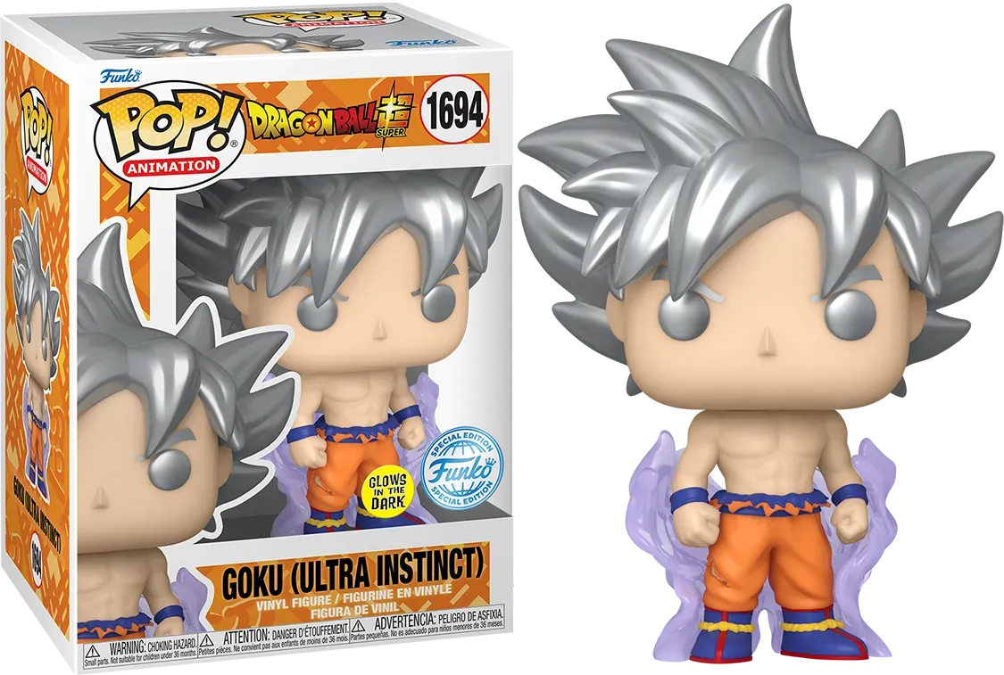 FUN82107 Dragon Ball Super - Goku (Ultra Instinct) US Exclusive Glow Pop! Vinyl [RS] - Funko - Titan Pop Culture