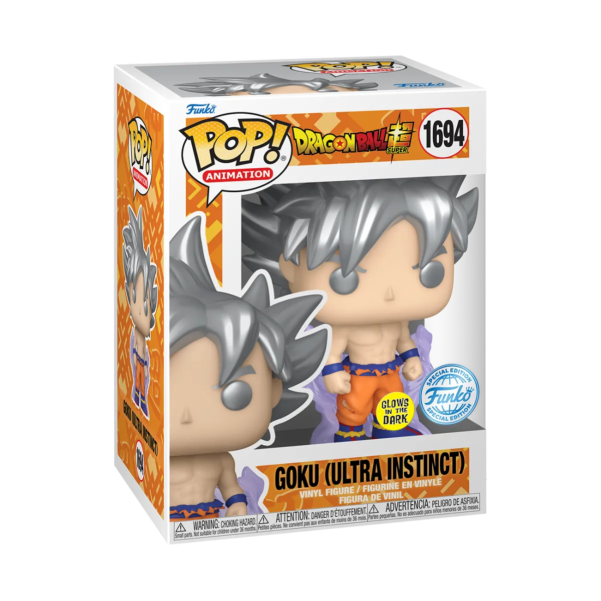 FUN82107 Dragon Ball Super - Goku (Ultra Instinct) US Exclusive Glow Pop! Vinyl [RS] - Funko - Titan Pop Culture