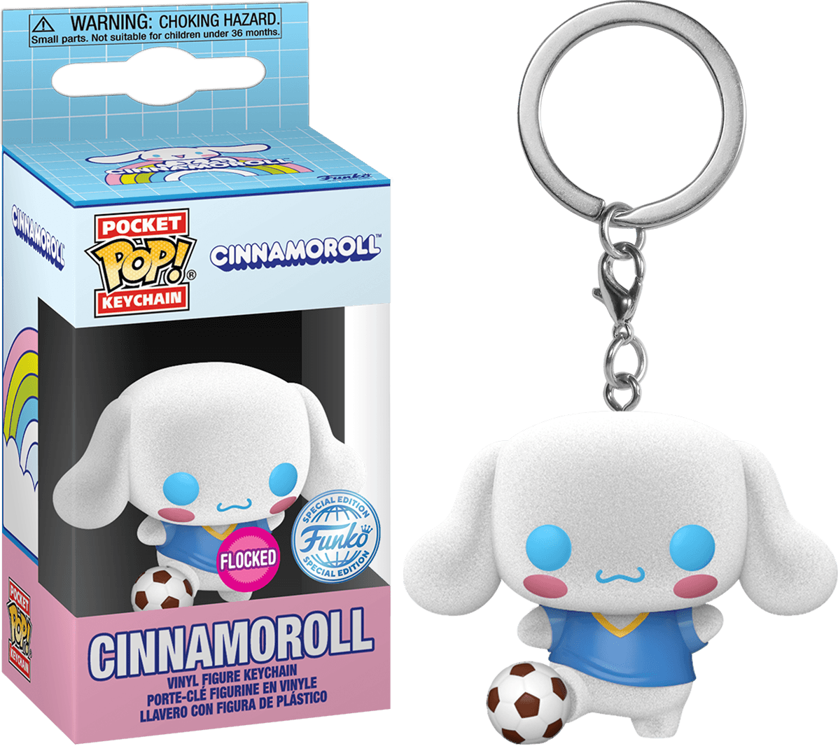 FUN82145 Sanrio - Cinnamoroll (with Soccer Ball) US Exclusive Flocked Pop! Keychain [RS] - Funko - Titan Pop Culture